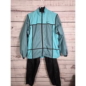 Vintage Nike Tracksuit Windbreaker Set Mens Medium Teal Black Full Zip Jacket 90